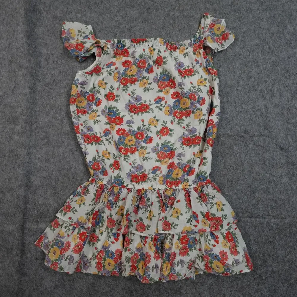 Ralph‎ Lauren Dress Girls 10 Floral Ruffle Mini Flutter Sleeve